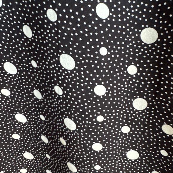 Talbots Tie-Sleeve Blouse Top Black Bold Polka Keyhole Neck 3/4 Sleeve Sz M - Picture 2 of 7